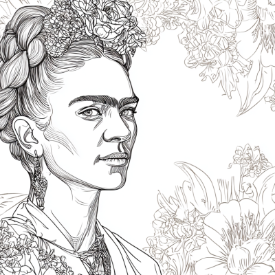 Frida Kahlo Self Portrait Reimagined Line Art K E35cc415 4da6 4673 82d4 56d97d539da5 0